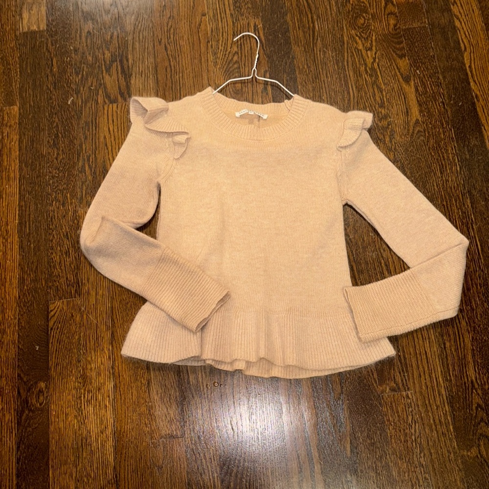 Endless Rose Peachy Cream Sweater with ruffle detail XS